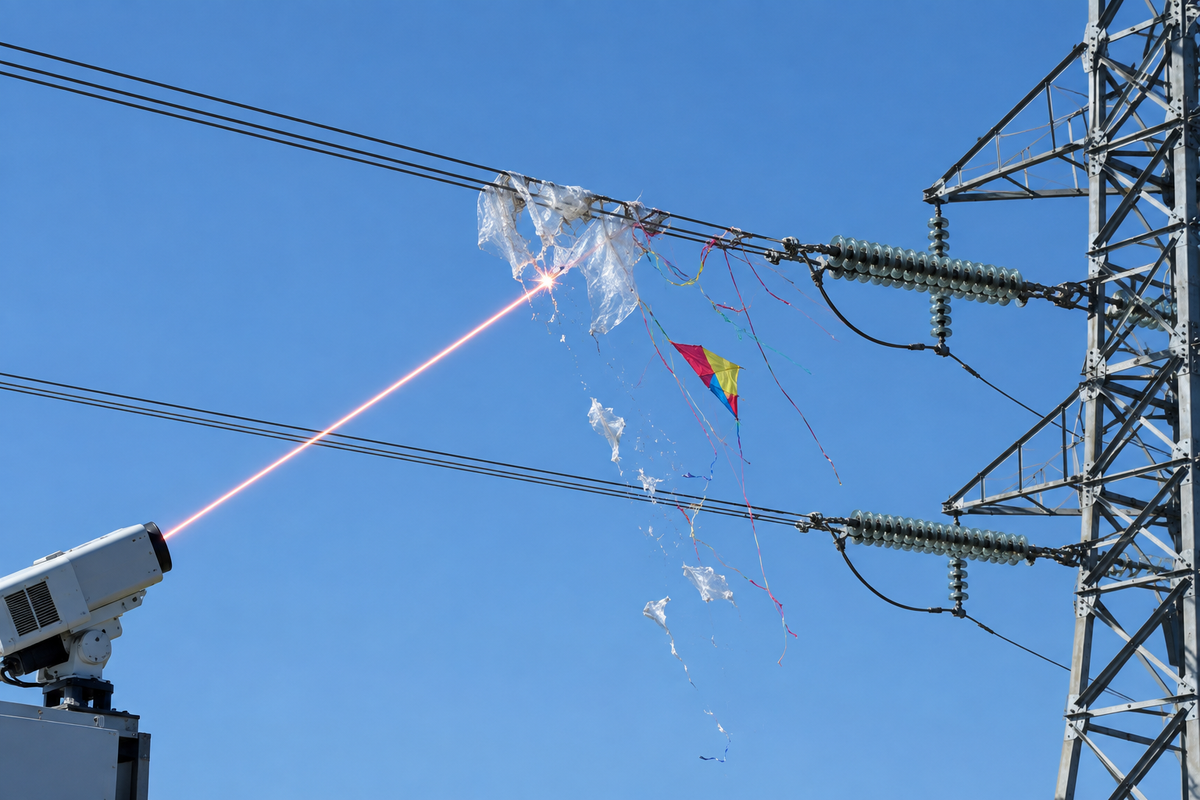 Clearing Kite Strings and Plastic Film from Transmission Lines Safely